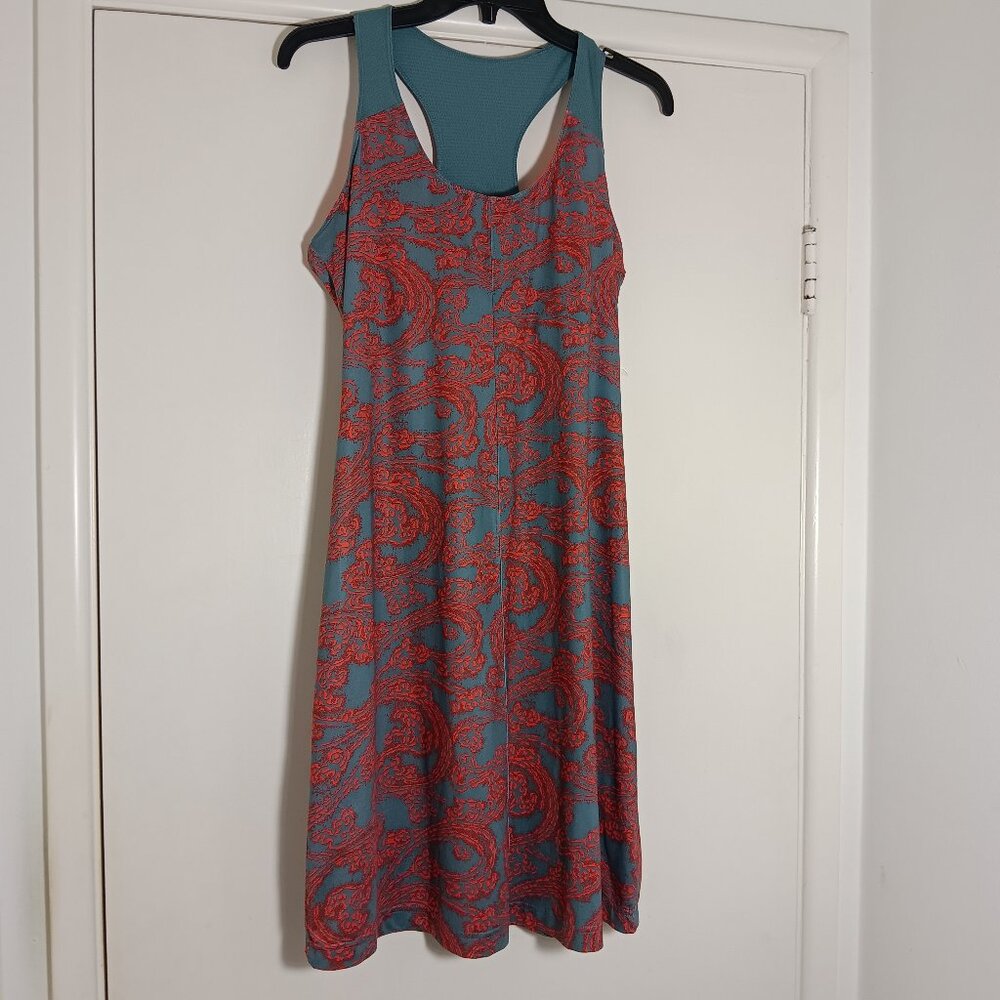 Columbia Omni Wick Dress Small Blue Red Racerback Built In Bra Active Travel